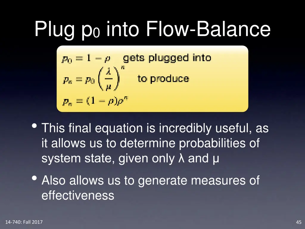 plug p 0 into flow balance