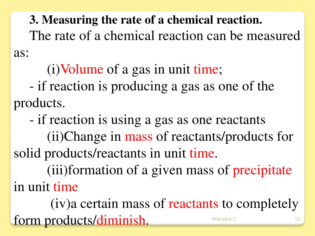 3 measuring the rate of a chemical reaction