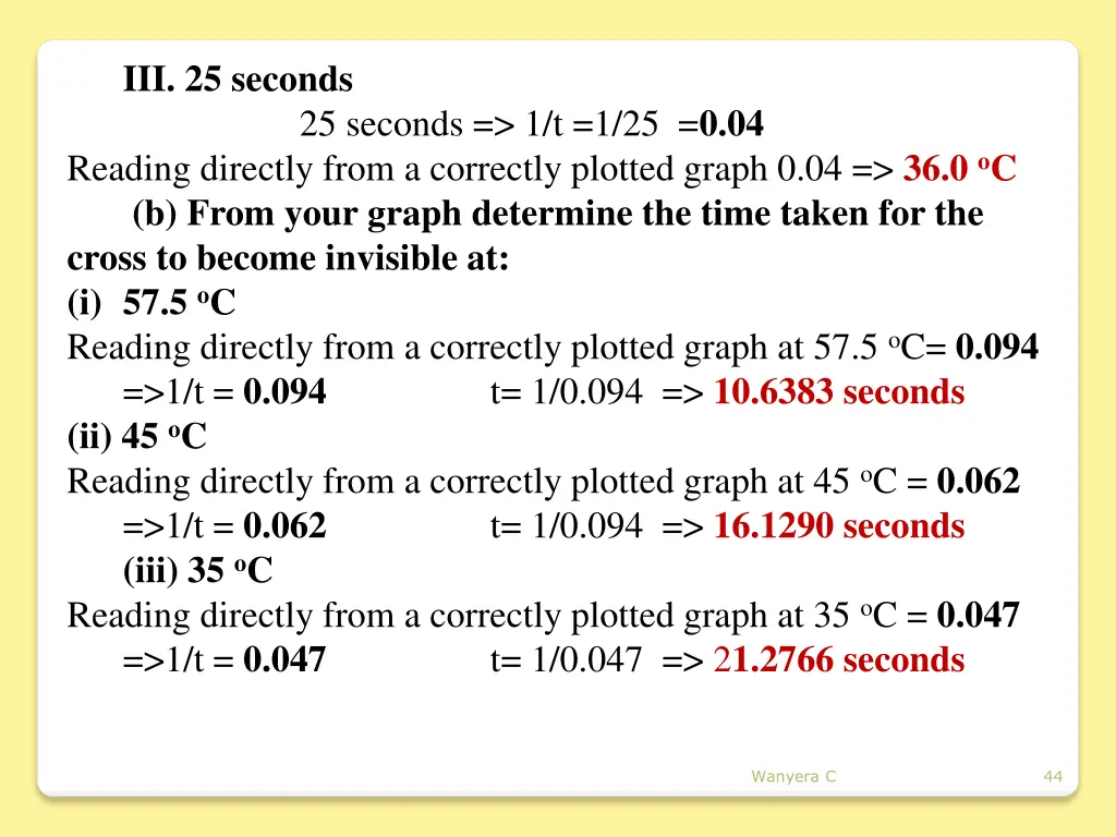 iii 25 seconds reading directly from a correctly