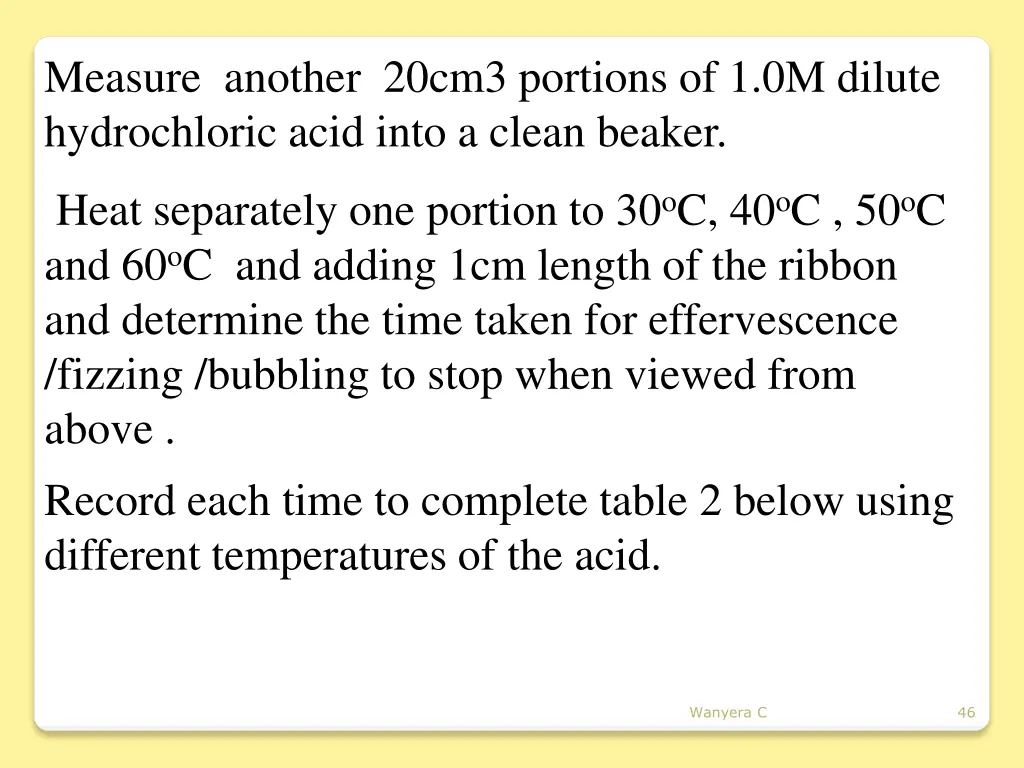 measure another 20cm3 portions of 1 0m dilute