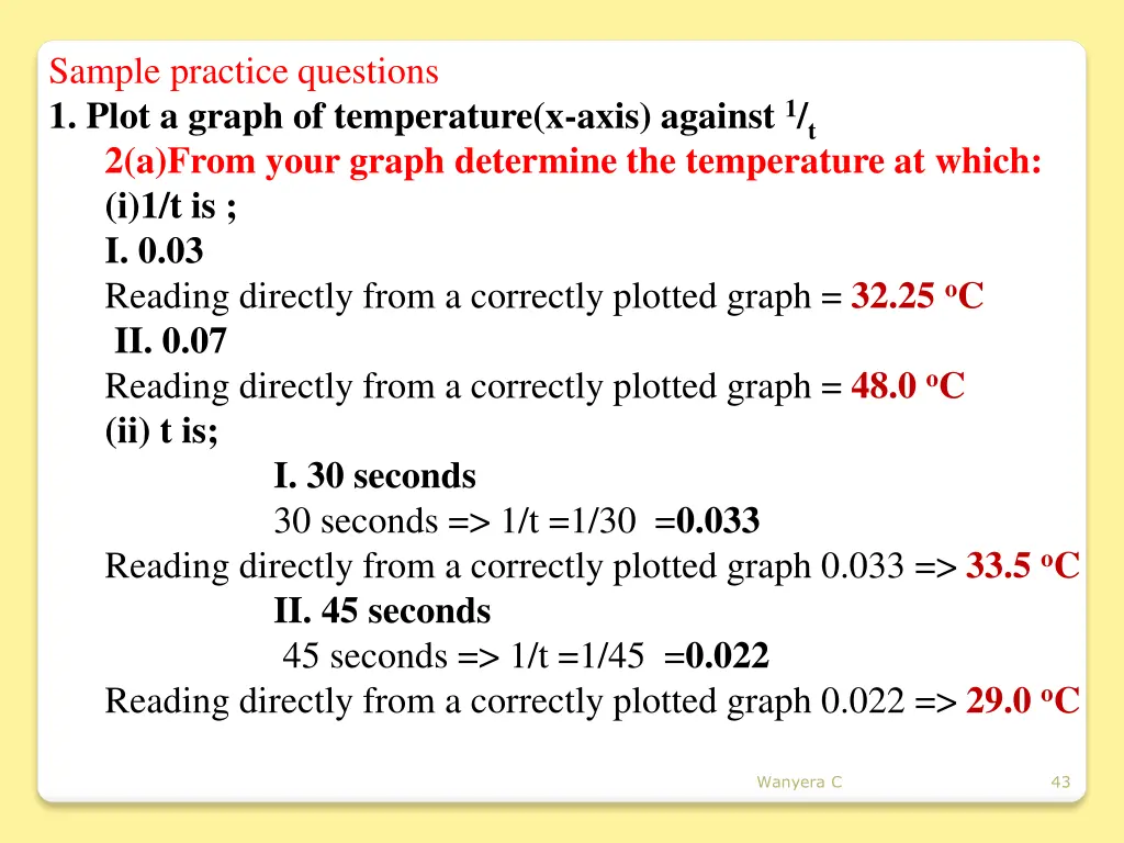 sample practice questions 1 plot a graph