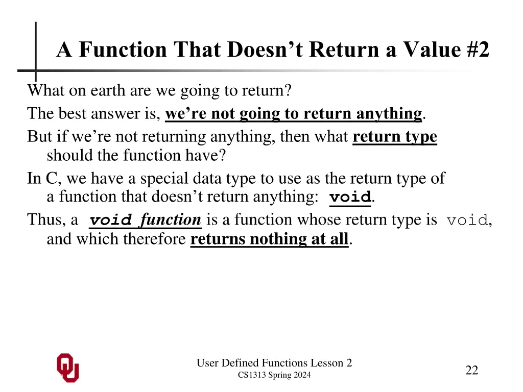 a function that doesn t return a value 2