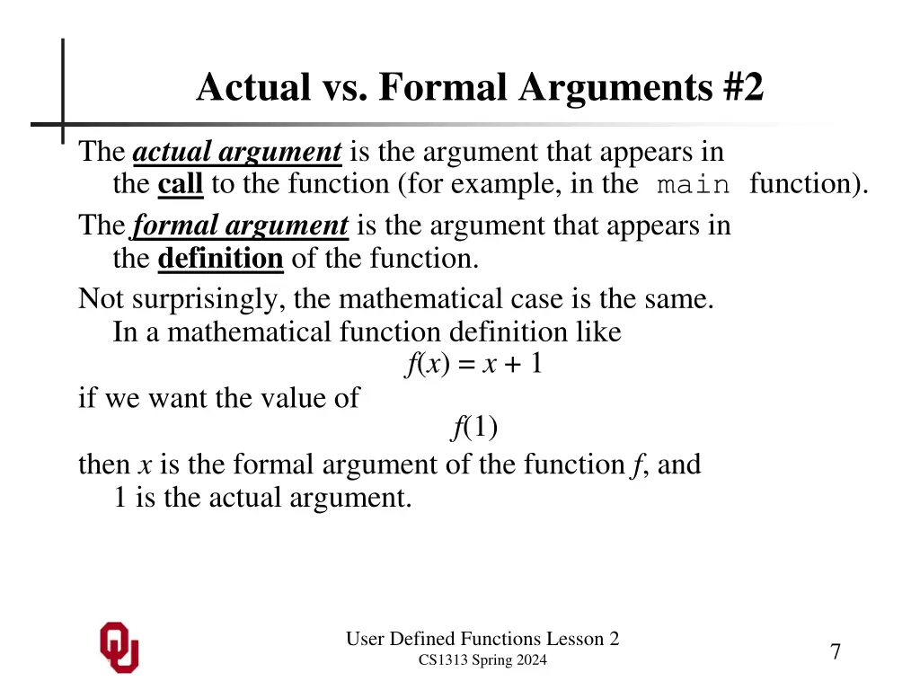 actual vs formal arguments 2