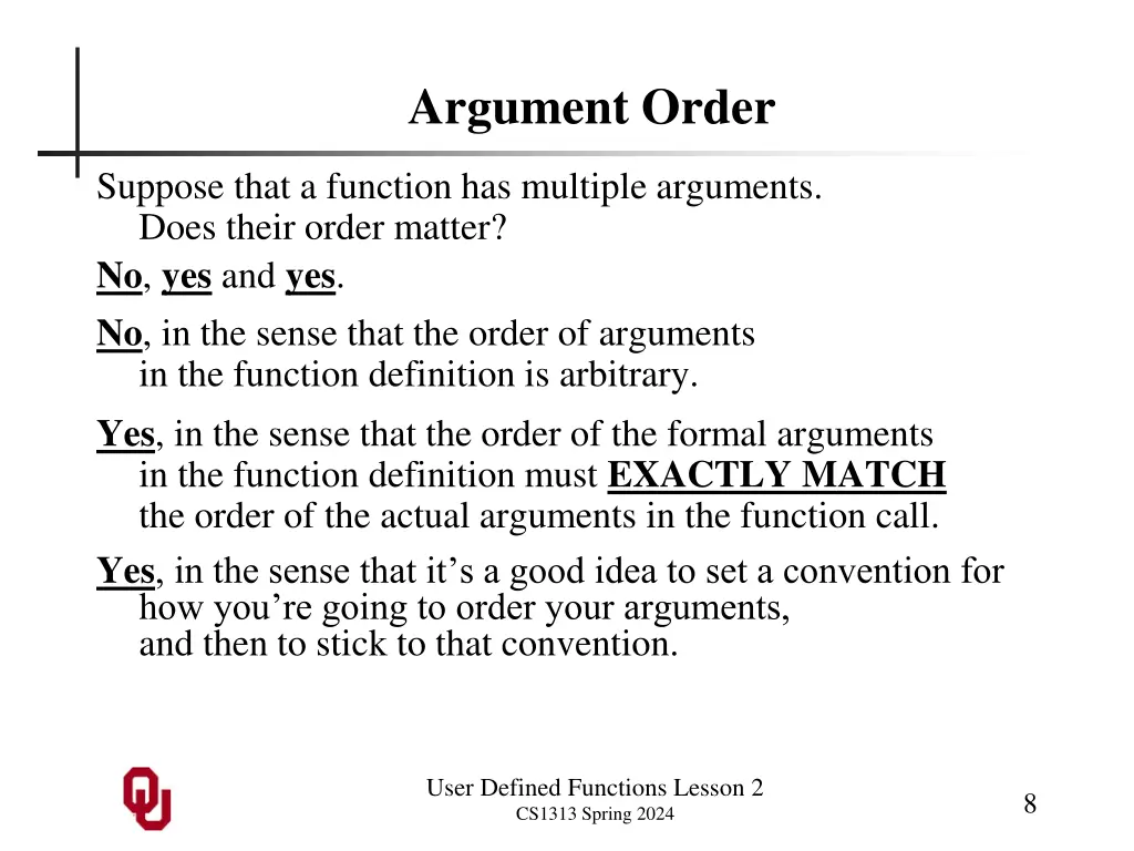 argument order