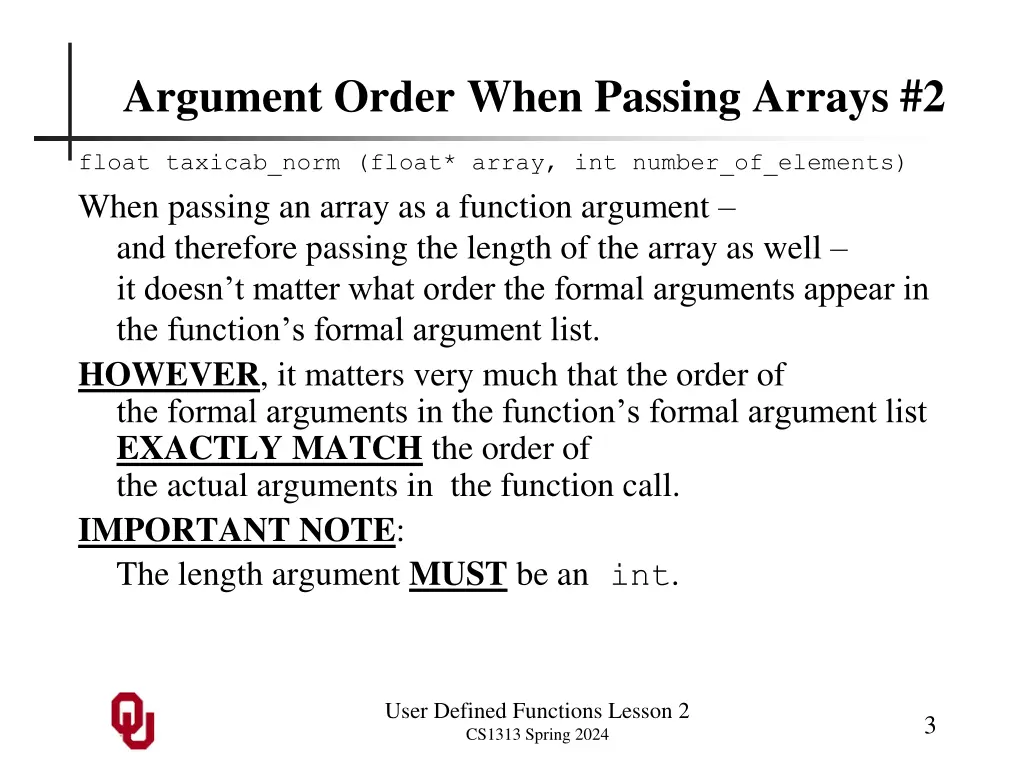 argument order when passing arrays 2