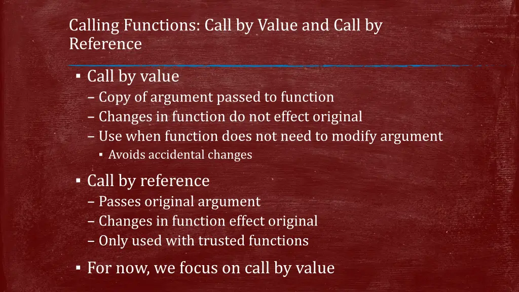 calling functions call by value and call