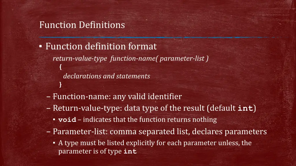 function definitions