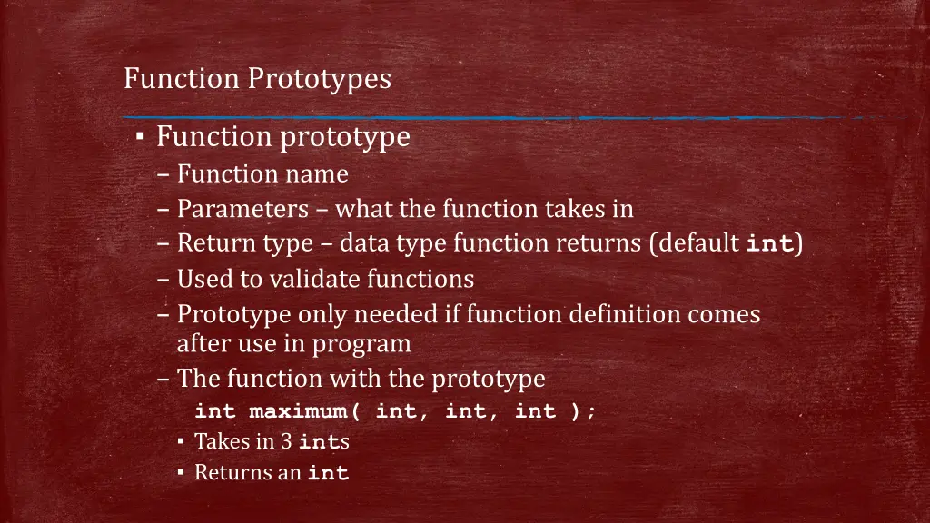 function prototypes