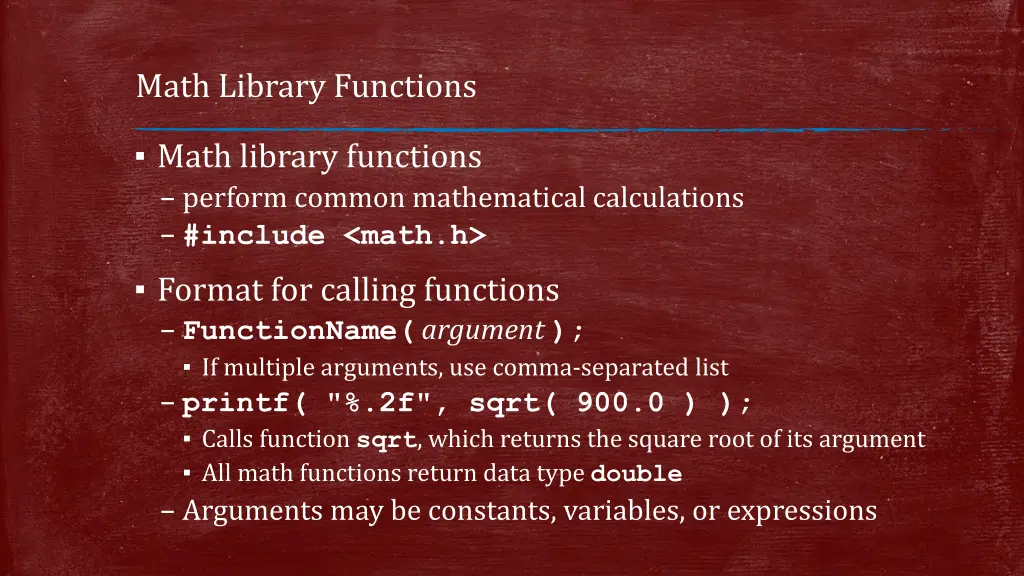 math library functions