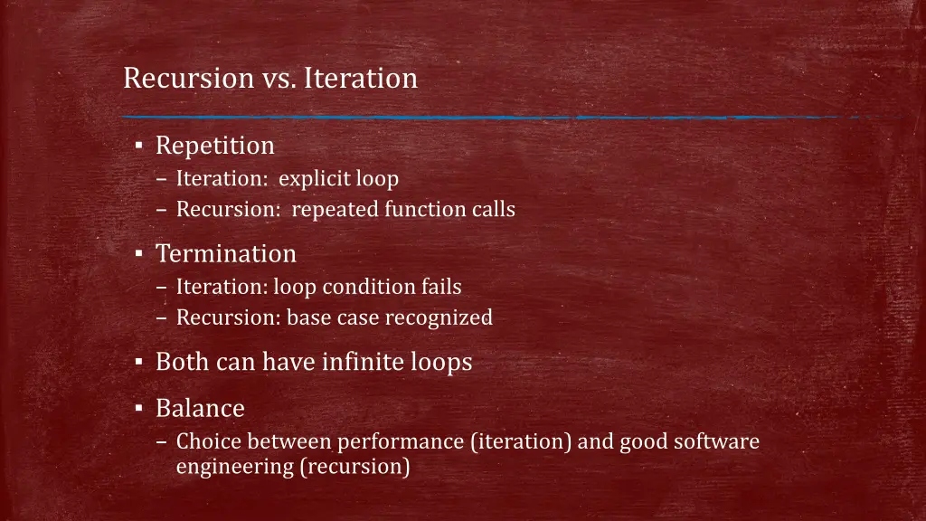 recursion vs iteration