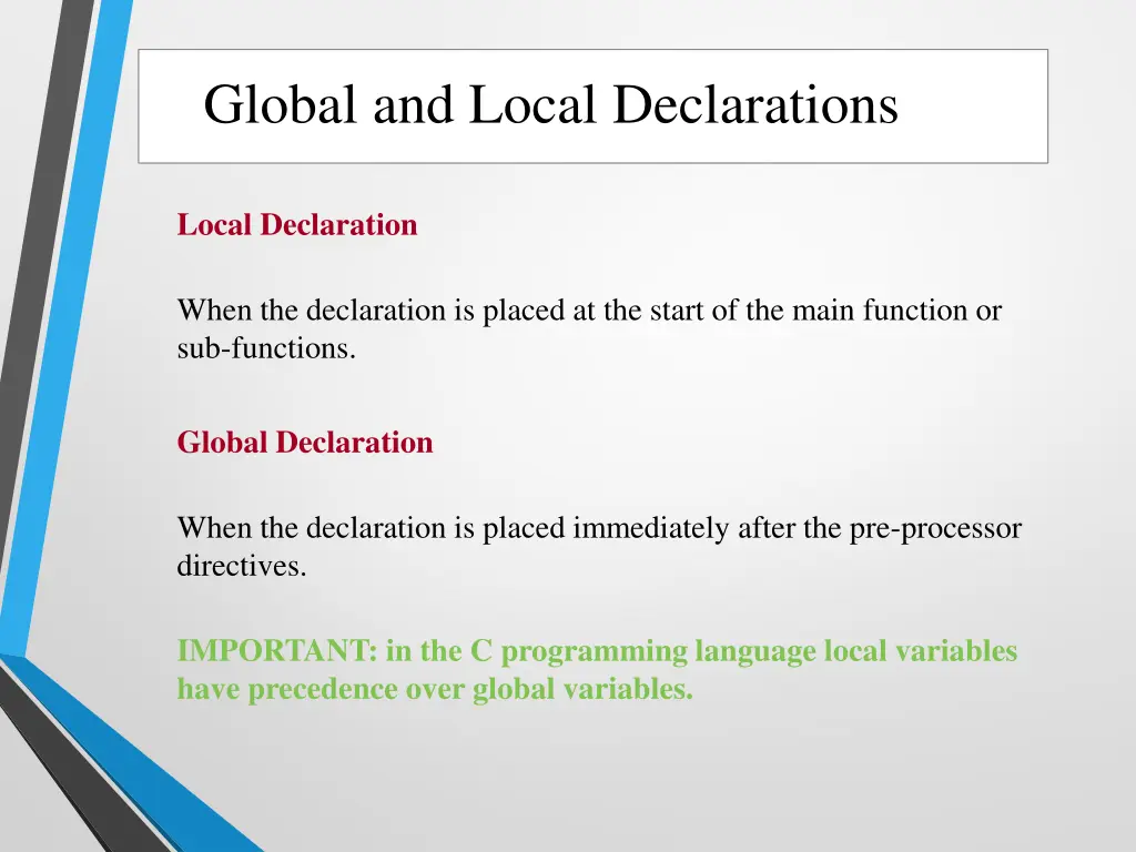 global and local declarations