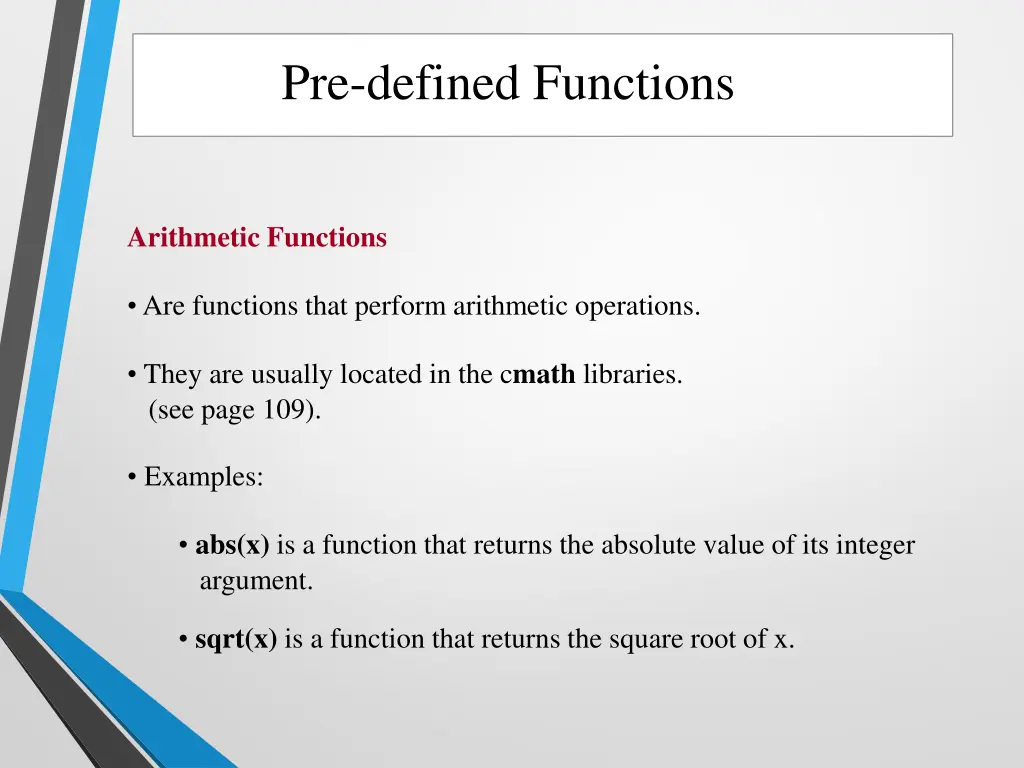 pre defined functions