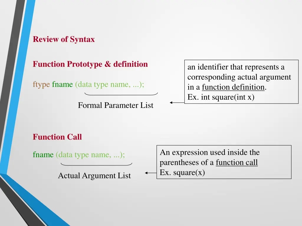 review of syntax