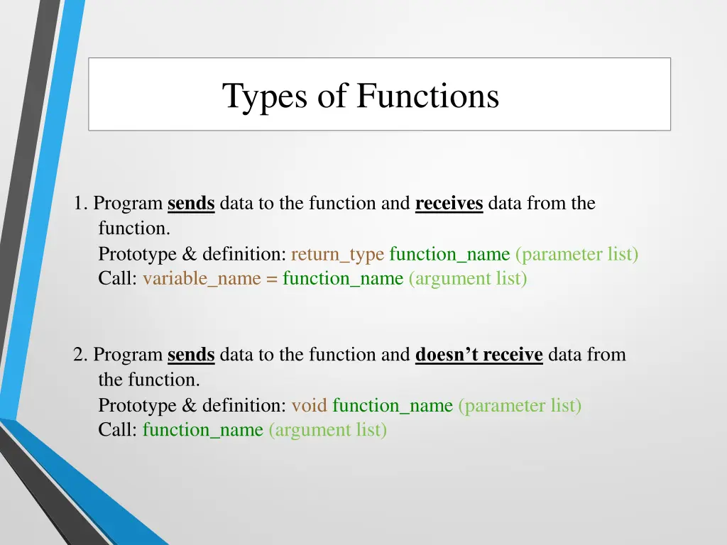 types of functions 1