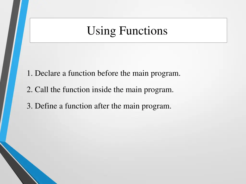 using functions