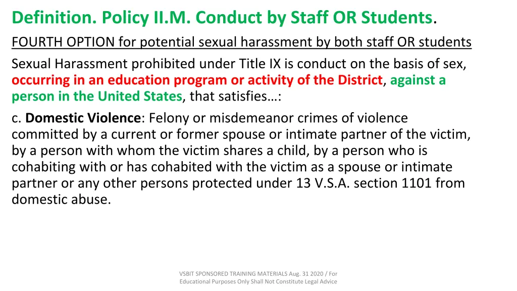 definition policy ii m conduct by staff 2