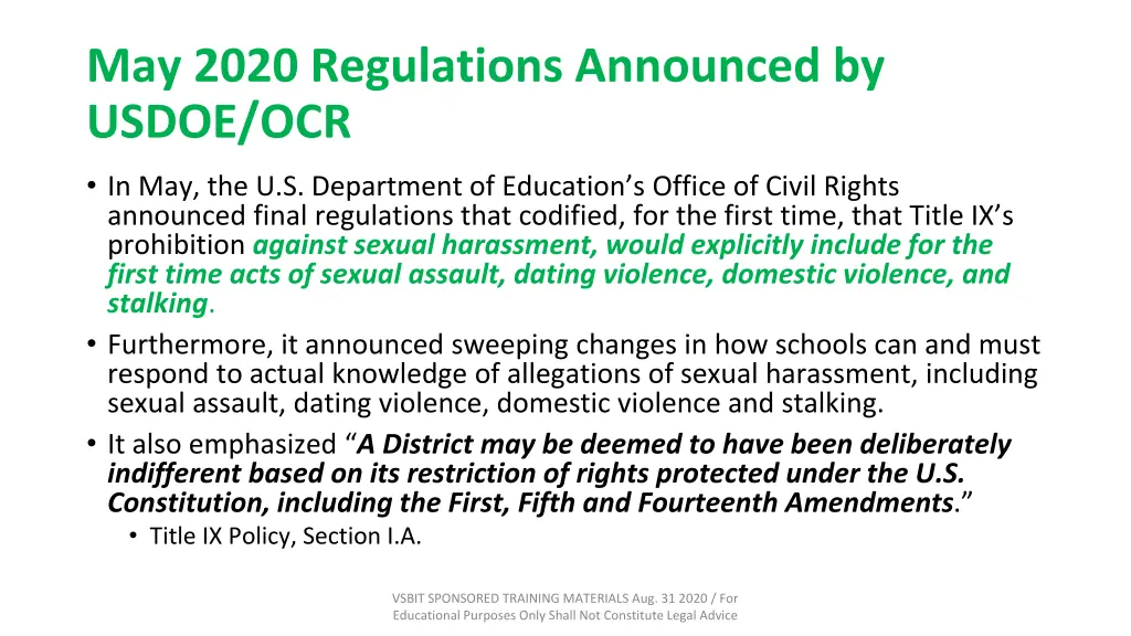 may 2020 regulations announced by usdoe ocr