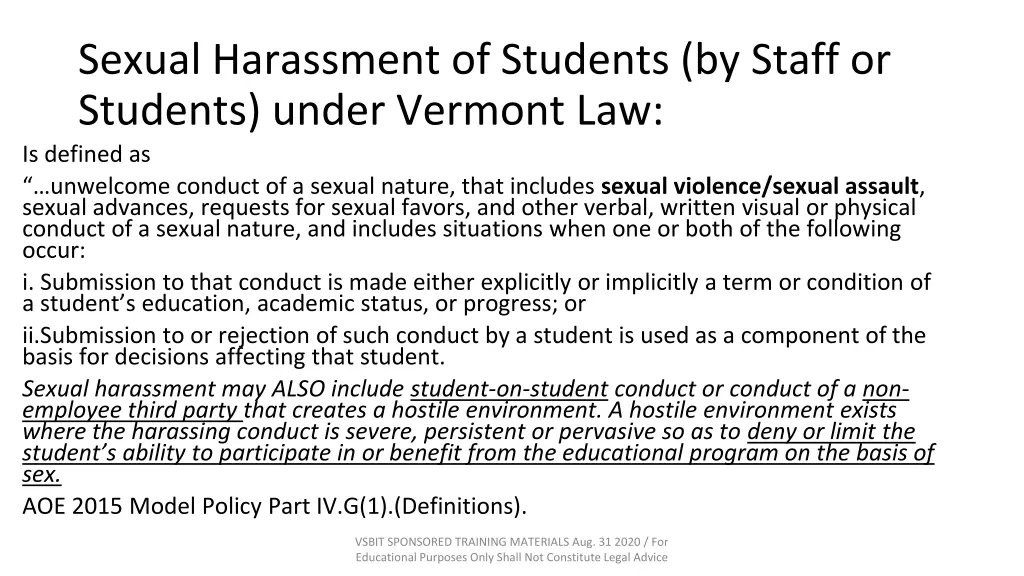 sexual harassment of students by staff 1