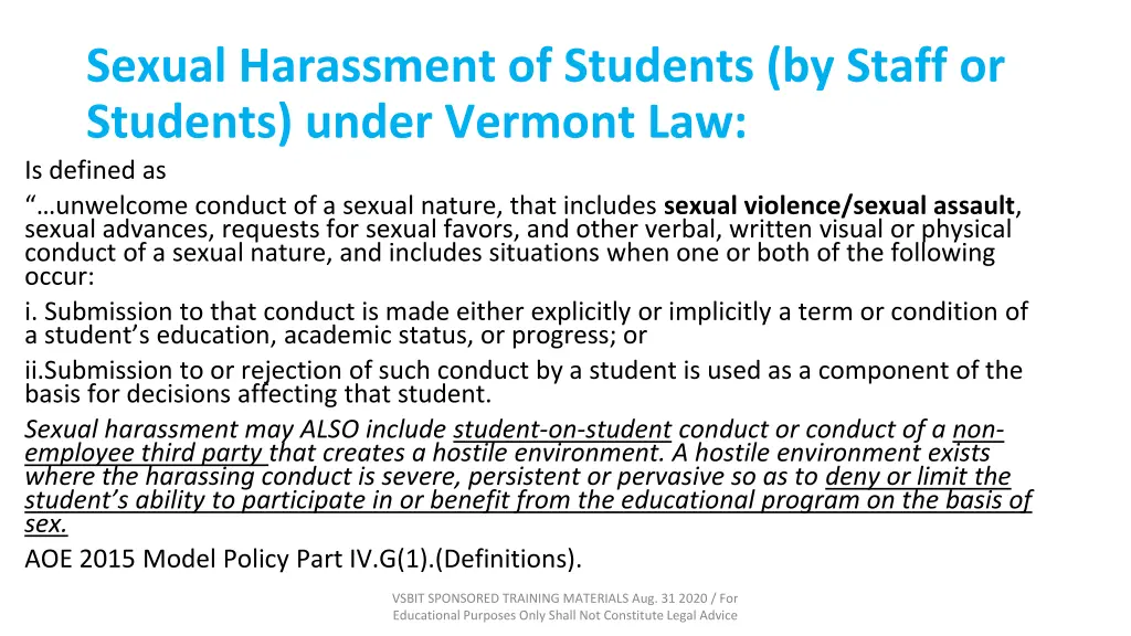 sexual harassment of students by staff