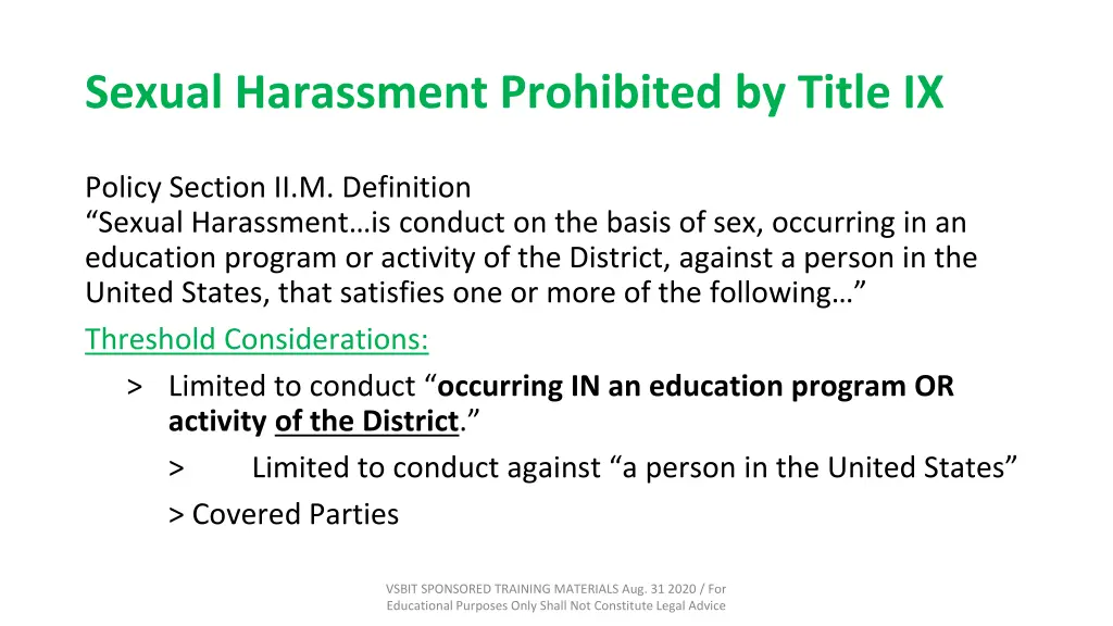 sexual harassment prohibited by title ix