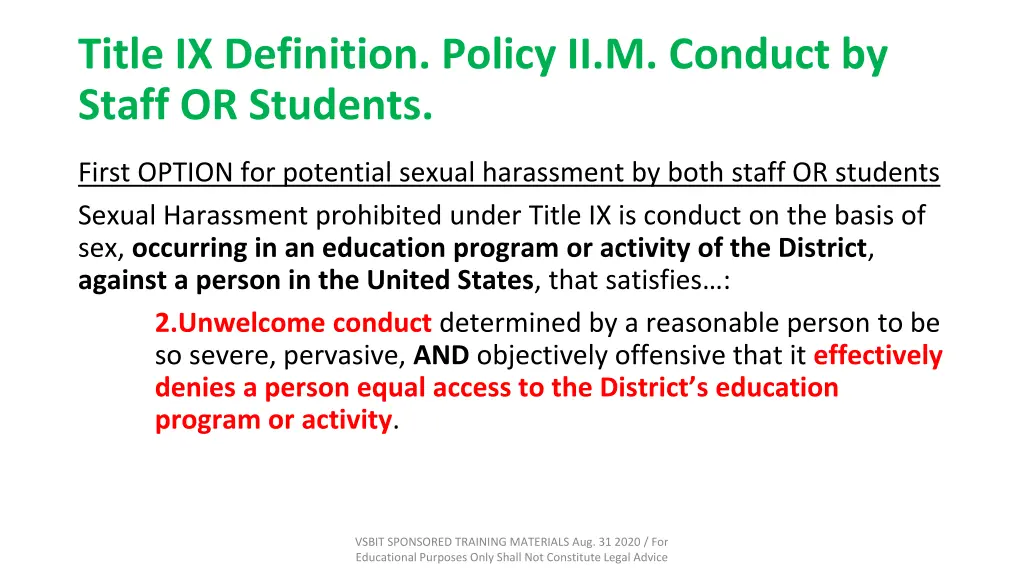 title ix definition policy ii m conduct by staff