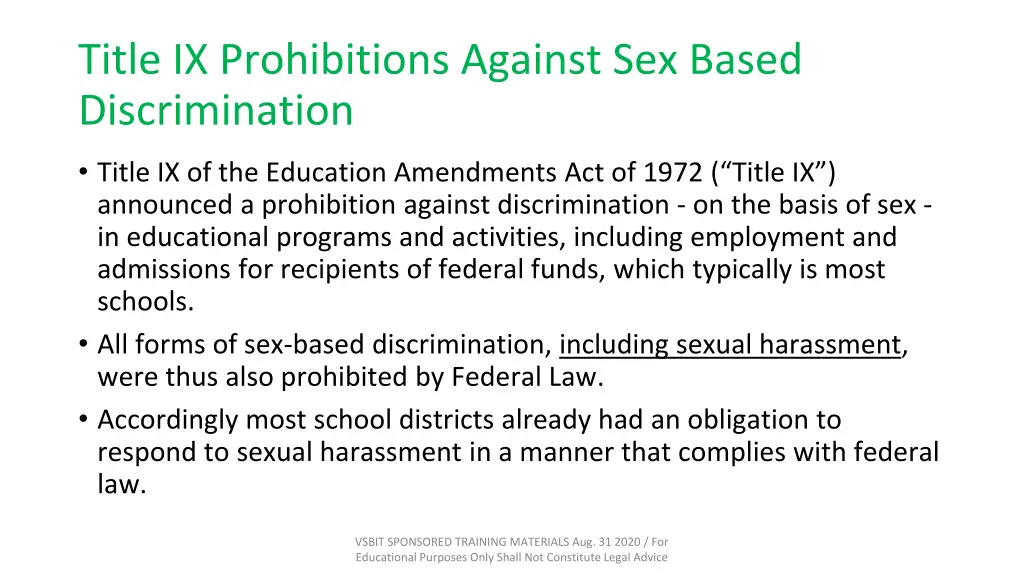 title ix prohibitions against sex based