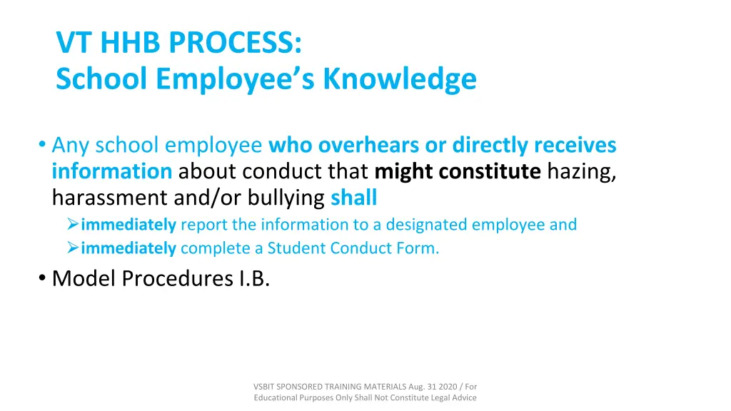 vt hhb process school employee s knowledge