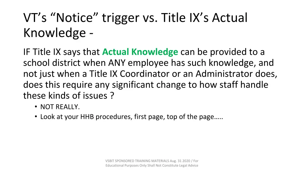 vt s notice trigger vs title ix s actual knowledge