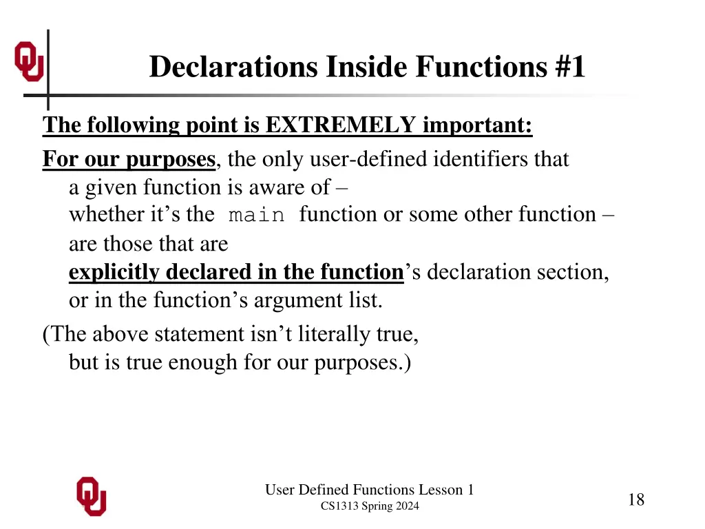 declarations inside functions 1