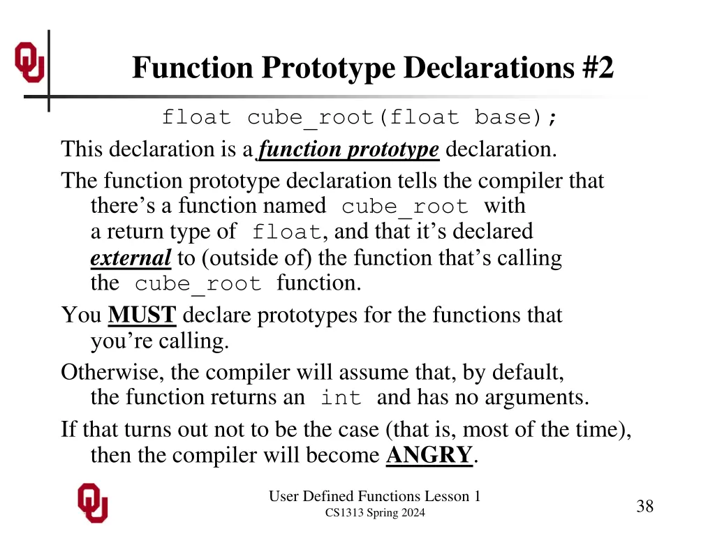 function prototype declarations 2