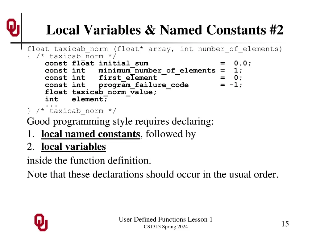 local variables named constants 2