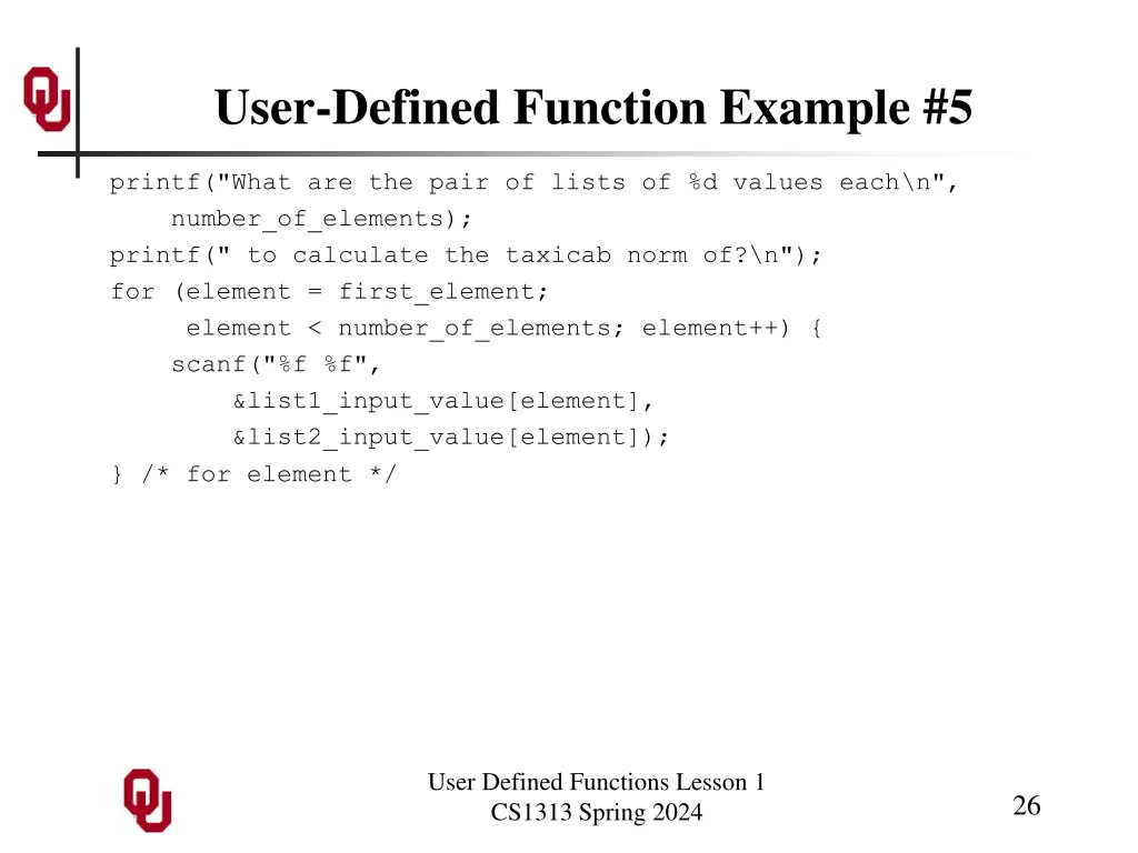 user defined function example 5