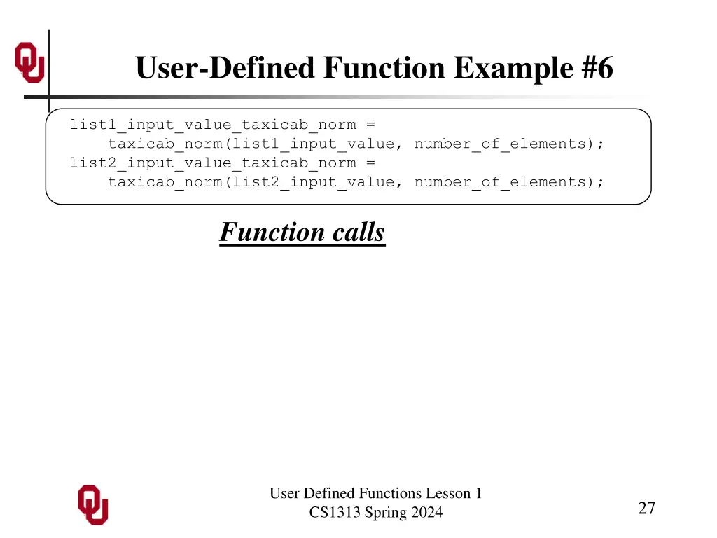 user defined function example 6