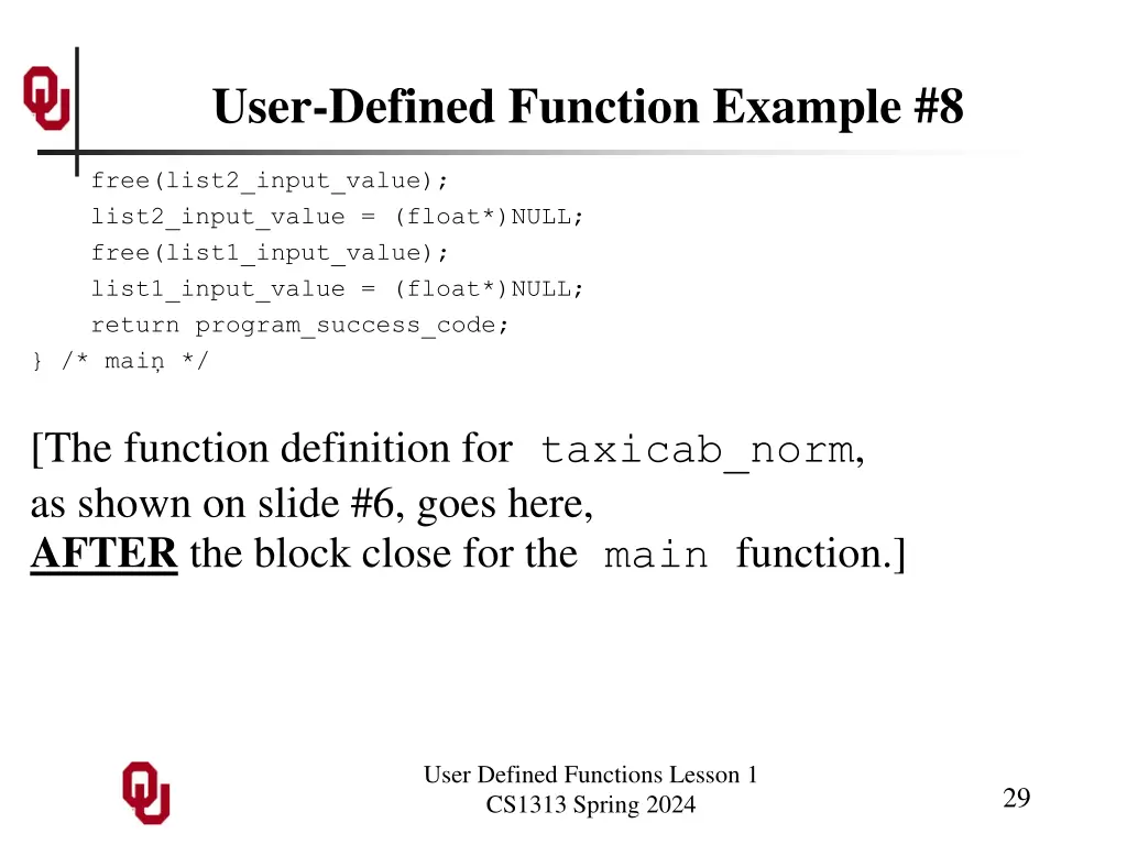 user defined function example 8