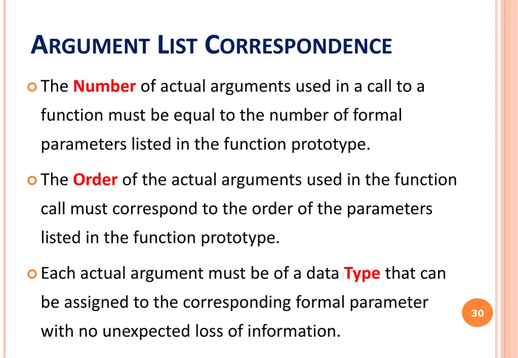 a rgument l ist c orrespondence