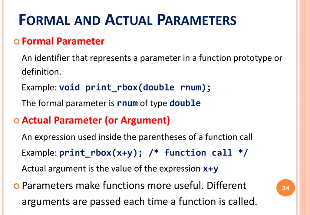 f ormal and a ctual p arameters