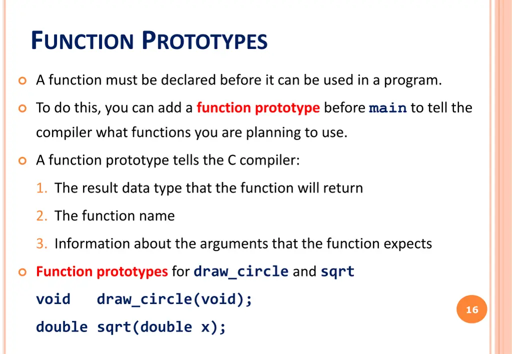 f unction p rototypes