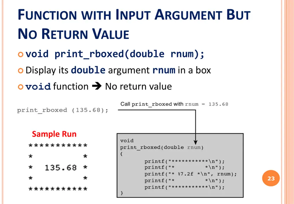 f unction with i nput a rgument b ut n o r eturn