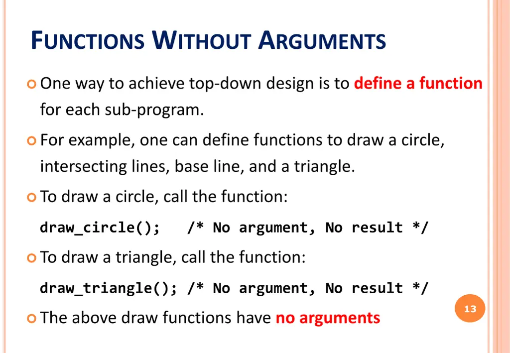 f unctions w ithout a rguments