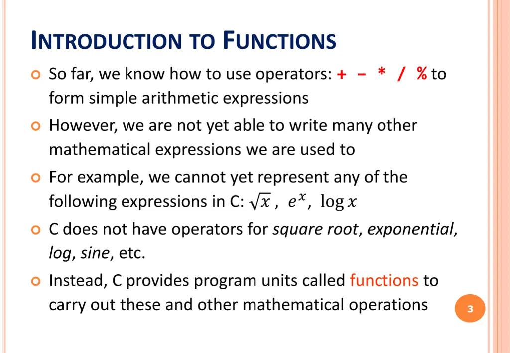 i ntroduction to f unctions