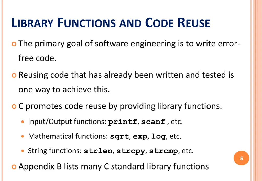 l ibrary f unctions and c ode r euse