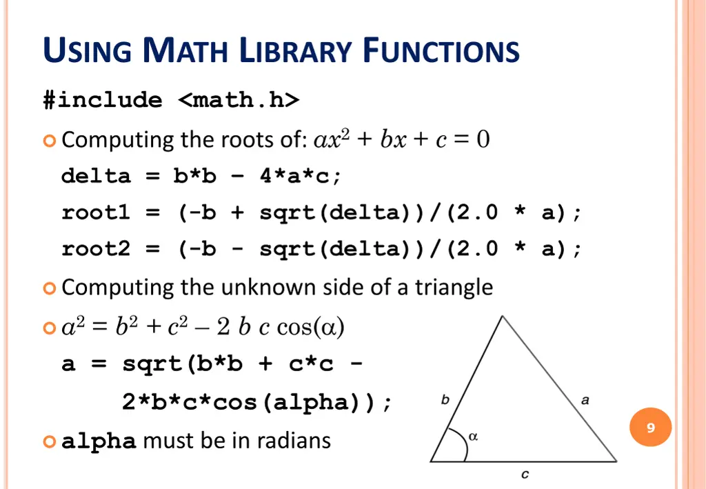 u sing m ath l ibrary f unctions