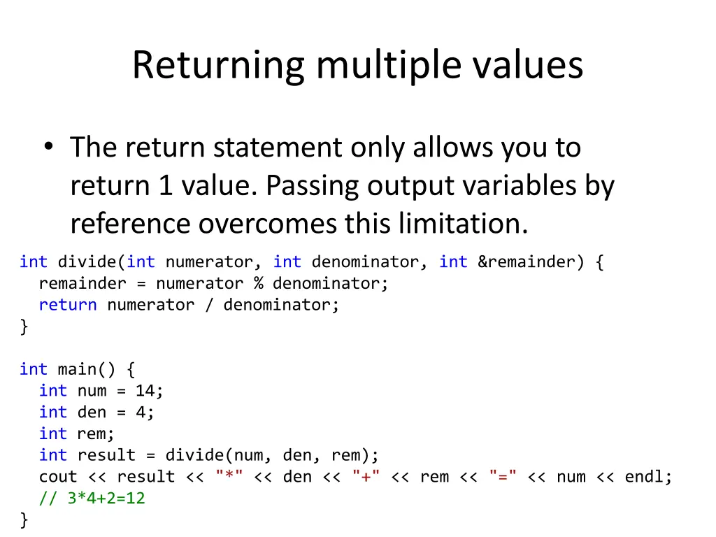 returning multiple values