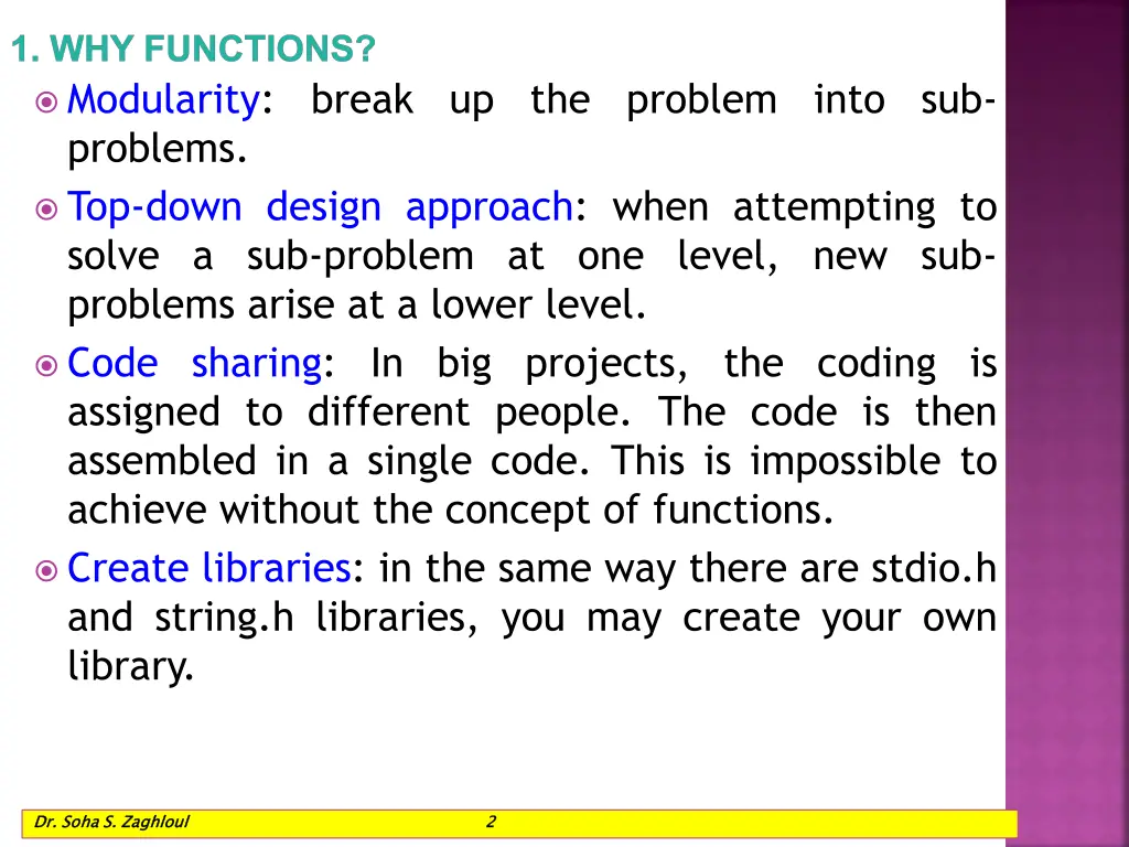 1 why functions