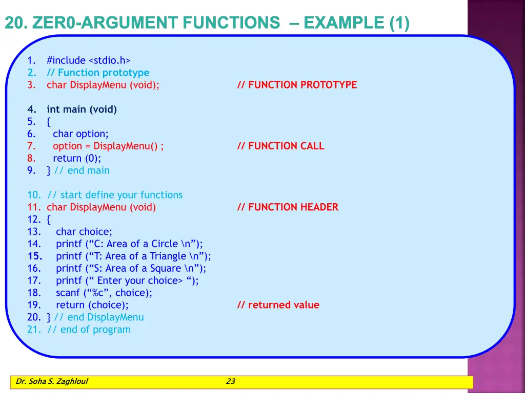 20 zer0 argument functions example 1