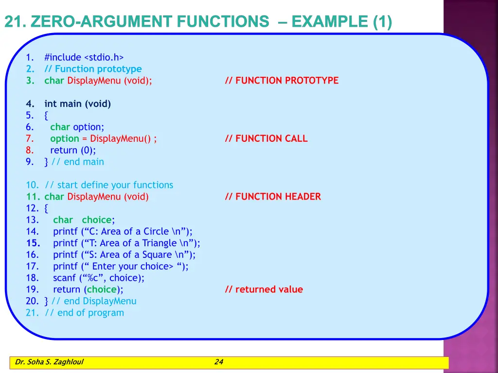 21 zero argument functions example 1