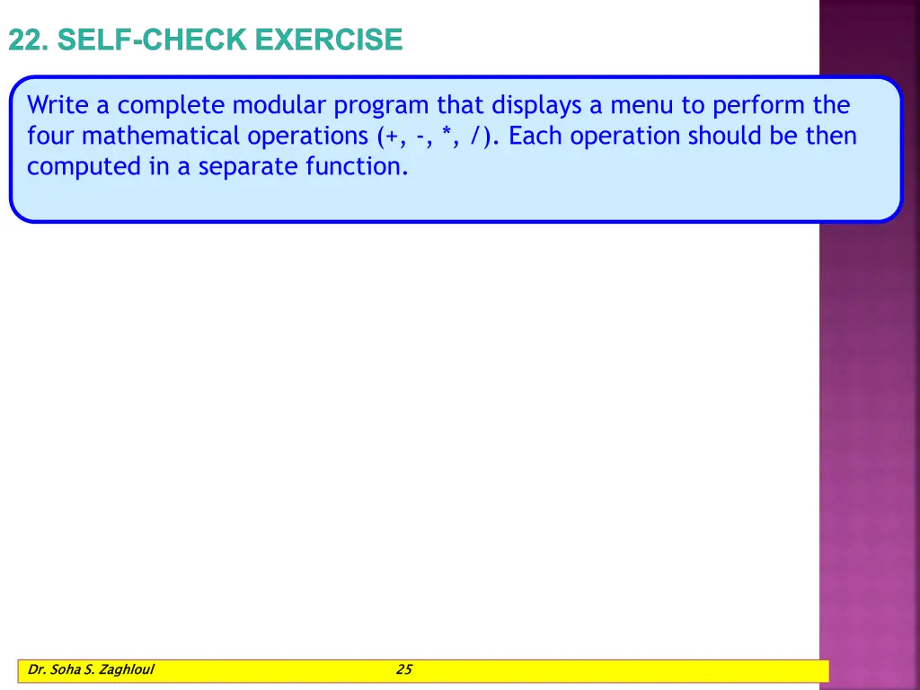 22 self check exercise