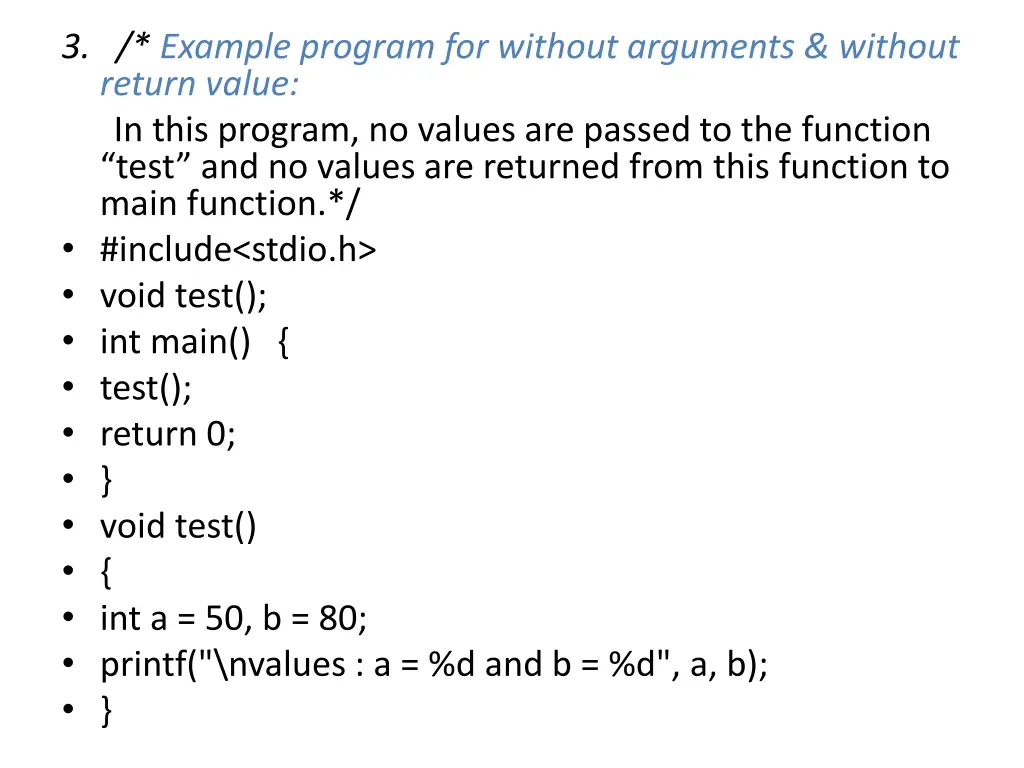 3 example program for without arguments without