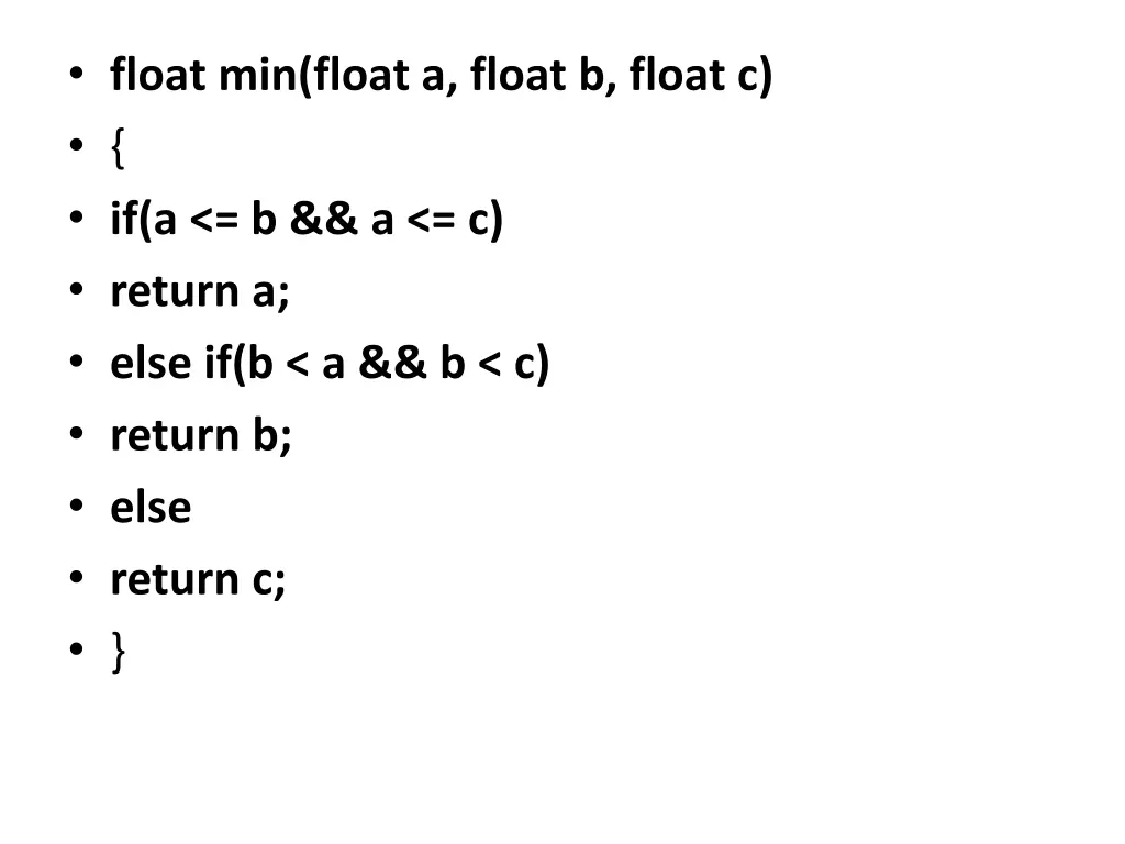 float min float a float b float