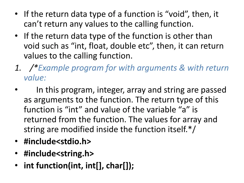 if the return data type of a function is void